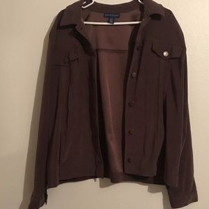 Karen Scott brown poly blend collared jacket